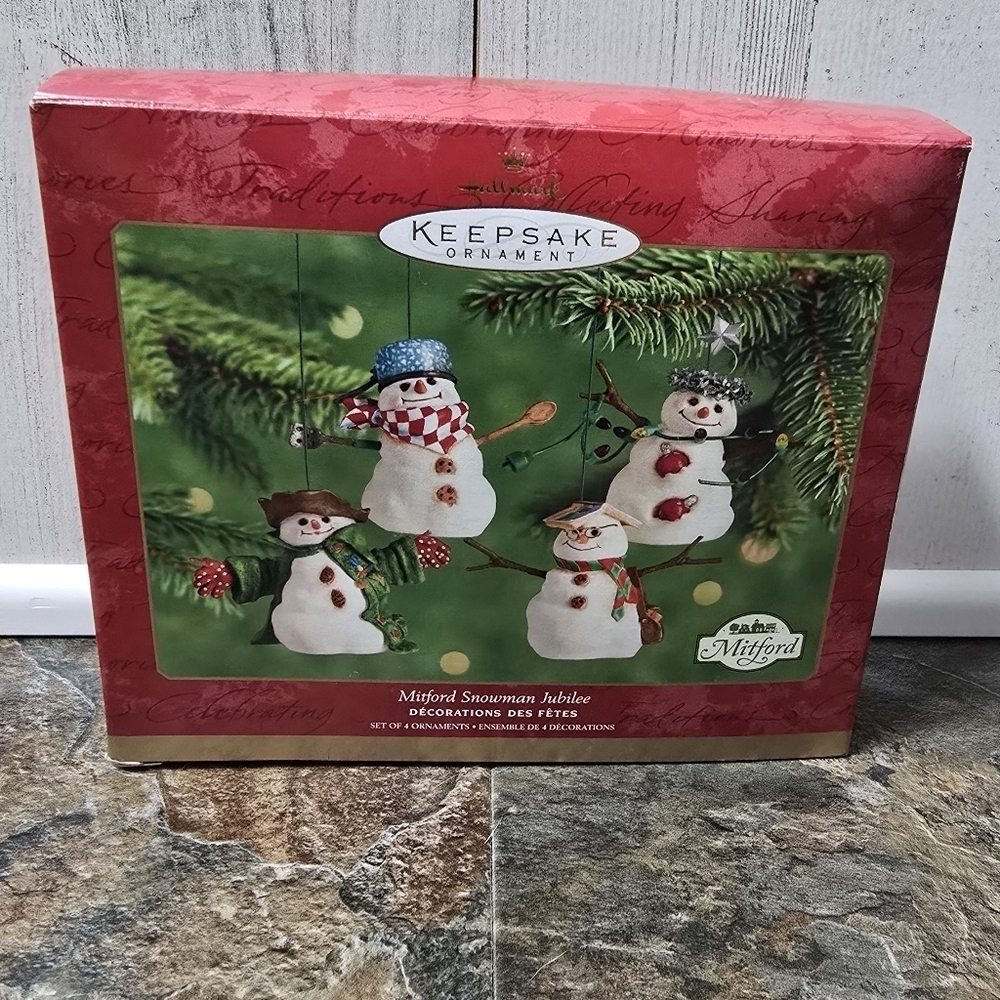 Hallmark keepsake ornament 2001 mitford snowman jubilee set of 4 ornaments